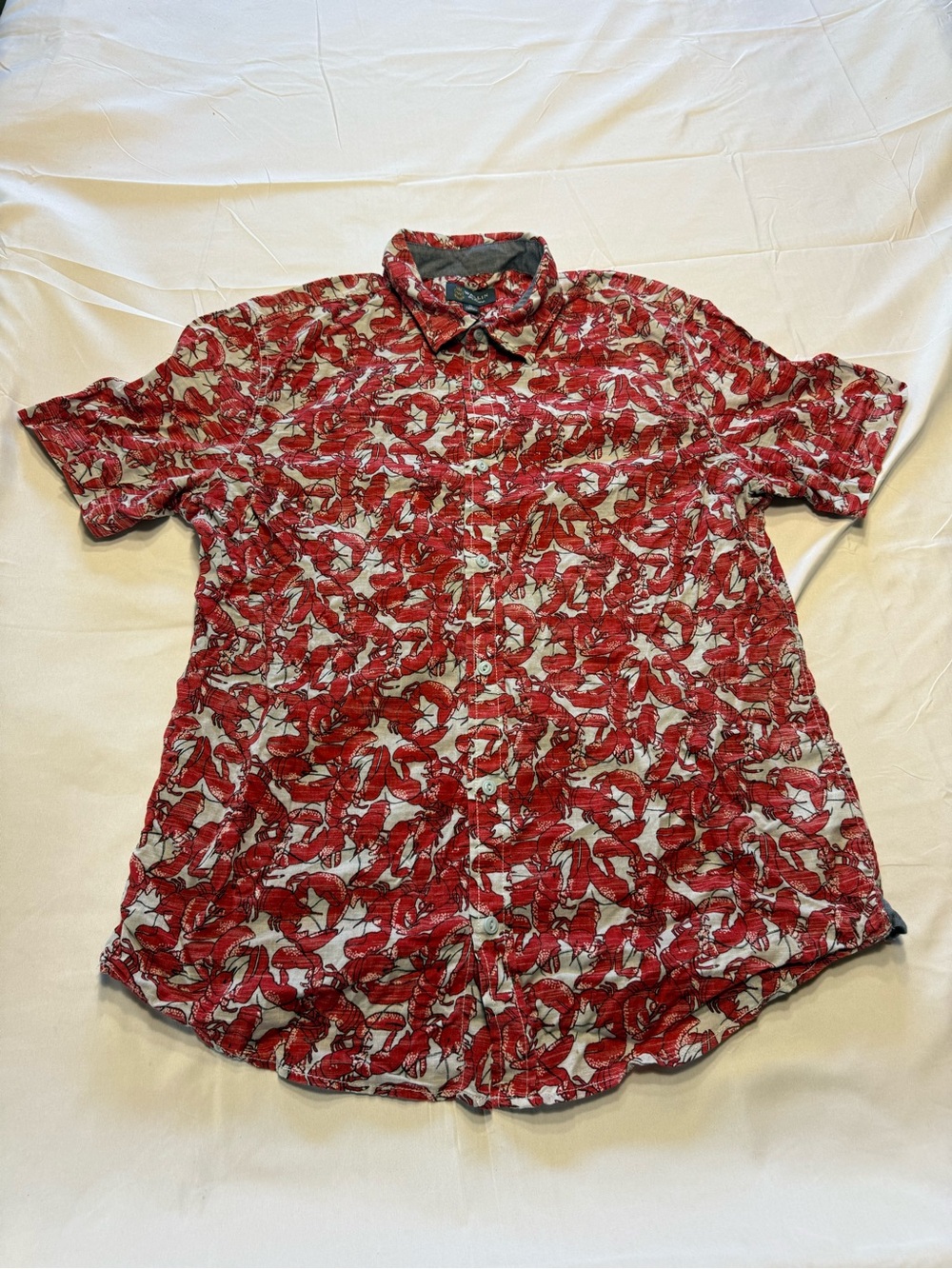 Men's Short-Sleeve Button-Down Shirt in Red Pattern